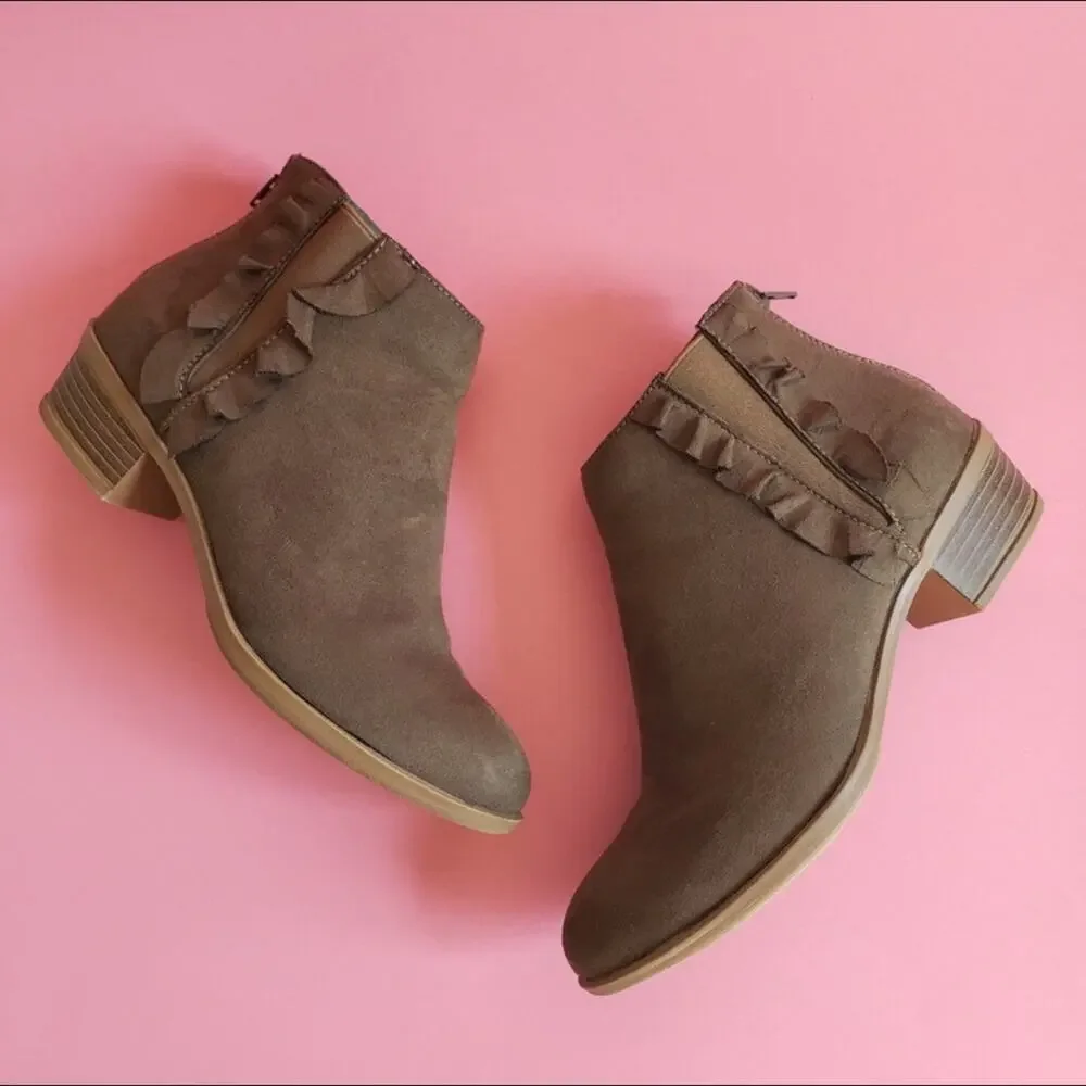 Justfab Olive Ruffle Faux Suede Bootie